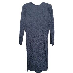 Krizia Black Textured Long Sleeve Midi Dress Size EU 42 US MED Made in Italy